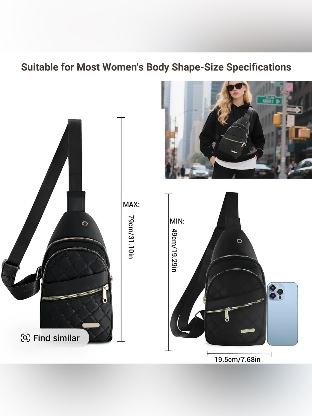 Quilted Sling Bag/Crossbody Bag - Picture 2 of 3